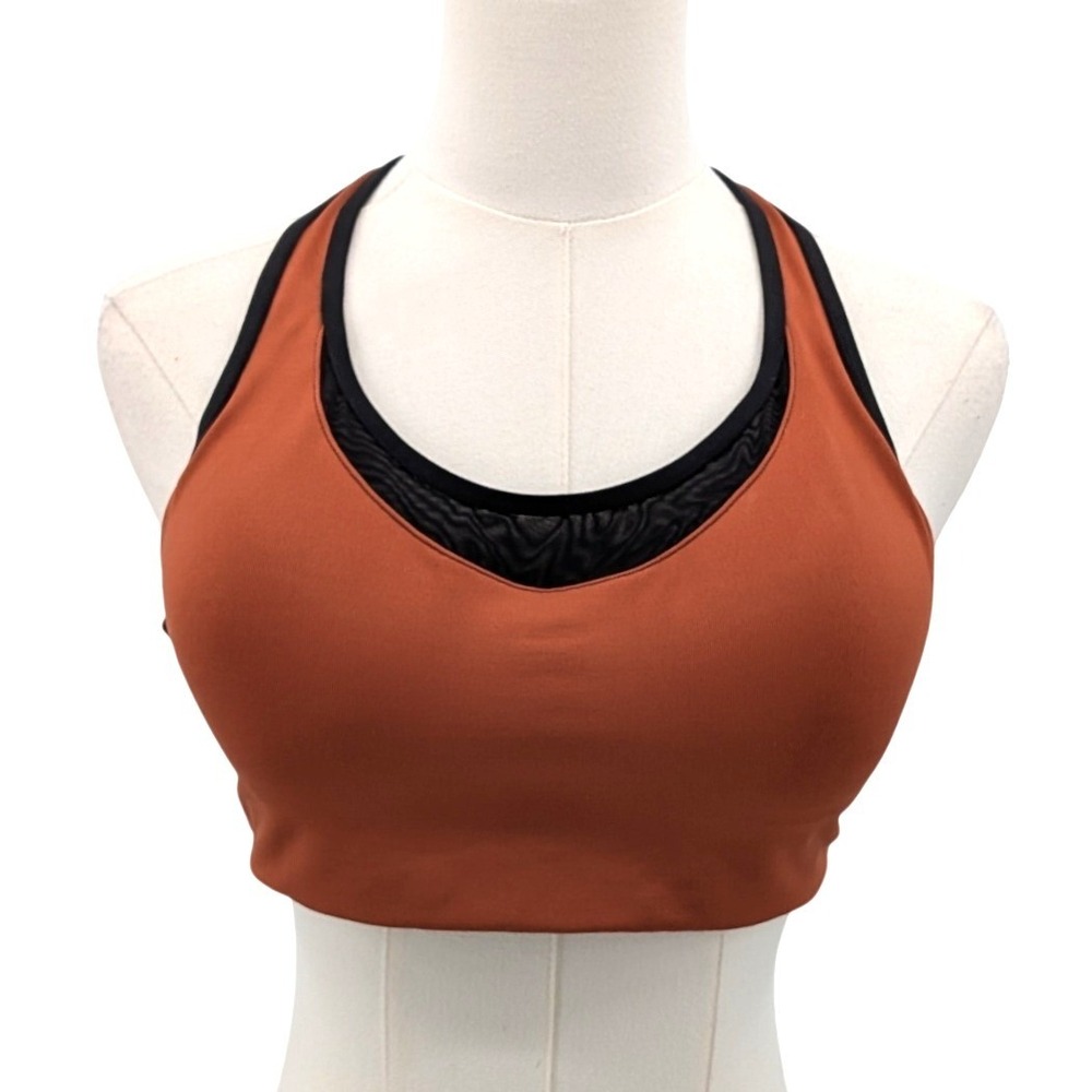 PINK Victoria's Secret Rust Orange Sports Bra with Black Trim